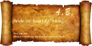 Andris Boglárka névjegykártya